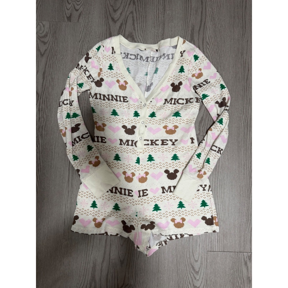 Minnie Mouse Mickey Mouse Pajama Romper One Piece Sleepwear Women's‎ Medium